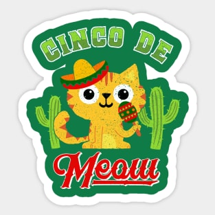 Cinco de Mayo Cat - Cinco de Meow -Funny Mexico Kids Sticker